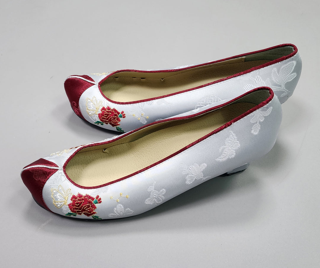 Korean Traditional Hanbok Shoes Socks for Woman Girl pastel Color Gray Embroidery Footwear Wedding Birthday PU WS108