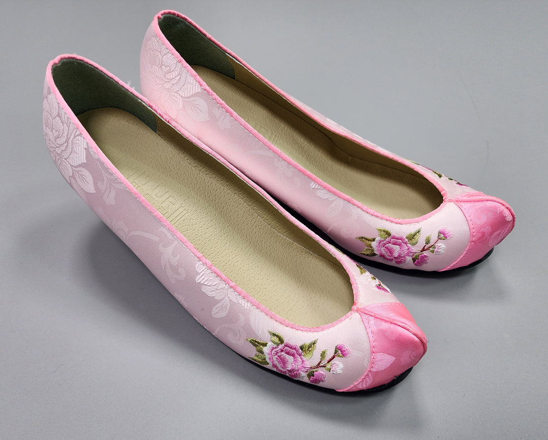 Korean Traditional Hanbok Shoes Socks for Woman Girl pastel Color Pink Embroidery Footwear Wedding Birthday PU WS106