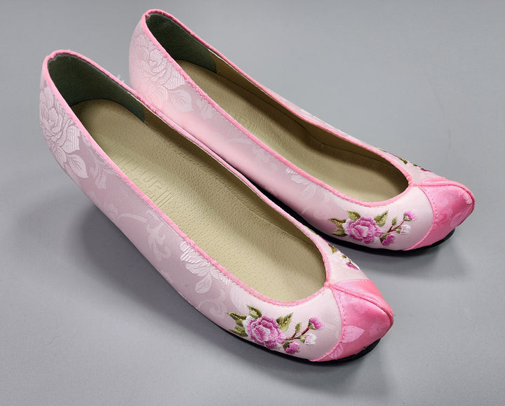 Korean Traditional Hanbok Shoes Socks for Woman Girl pastel Color Pink Embroidery Footwear Wedding Birthday PU WS106