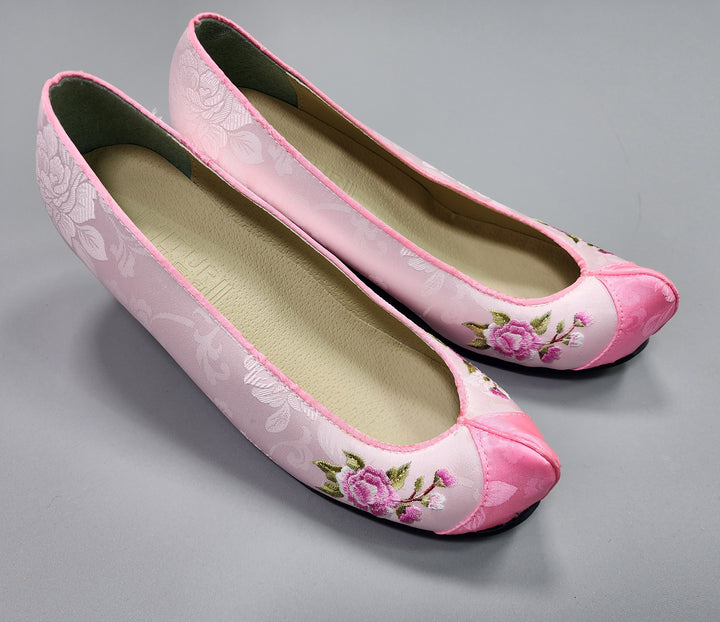 Korean Traditional Hanbok Shoes Socks for Woman Girl pastel Color Pink Embroidery Footwear Wedding Birthday PU WS106