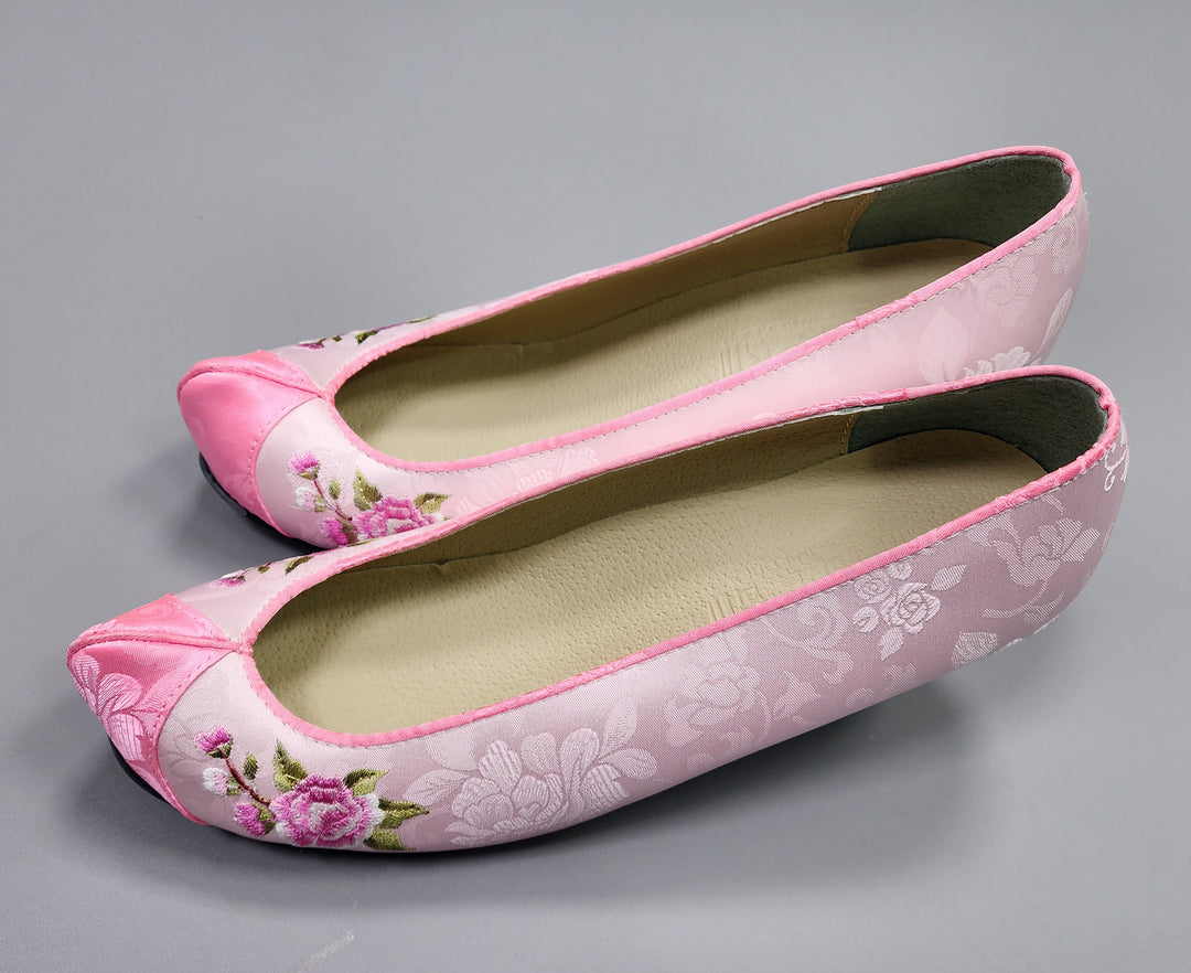 Korean Traditional Hanbok Shoes Socks for Woman Girl pastel Color Pink Embroidery Footwear Wedding Birthday PU WS106