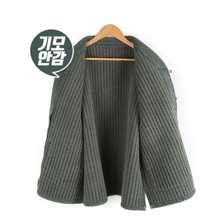 Korean Hanbok Washed Cotton Common Use Man Woman Casual Daily Quilted Jacket Pants Set Winter Red Bean JH112