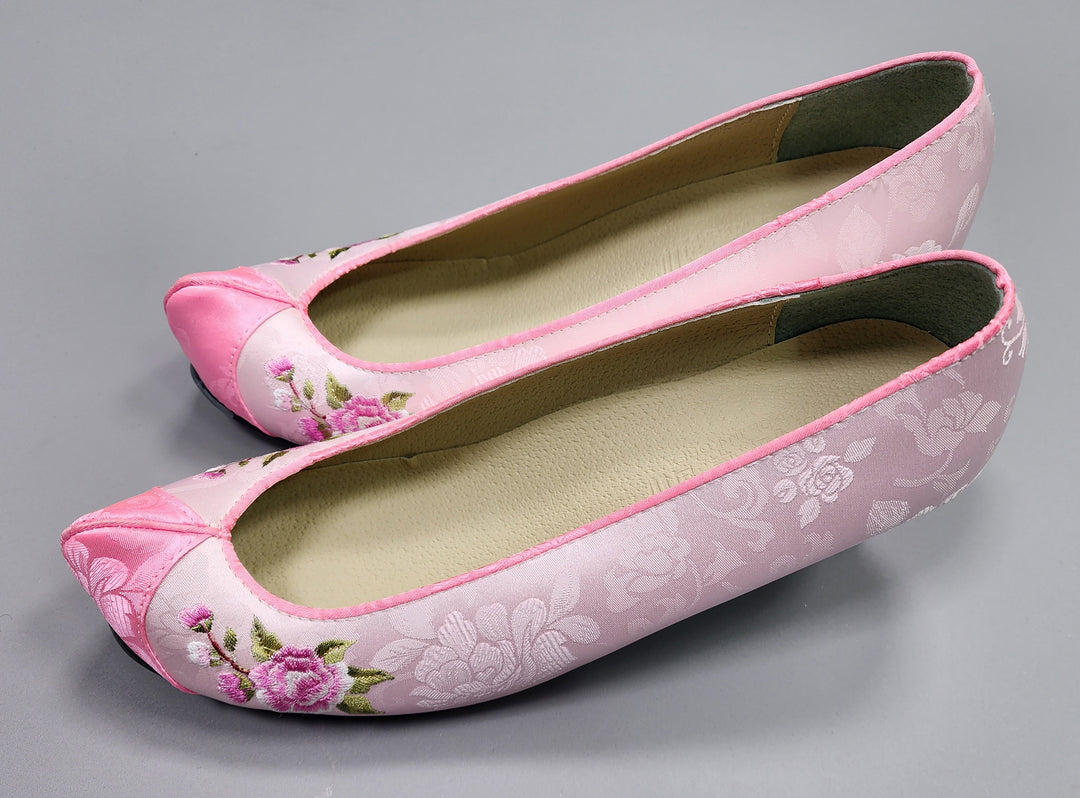 Korean Traditional Hanbok Shoes Socks for Woman Girl pastel Color Pink Embroidery Footwear Wedding Birthday PU WS106