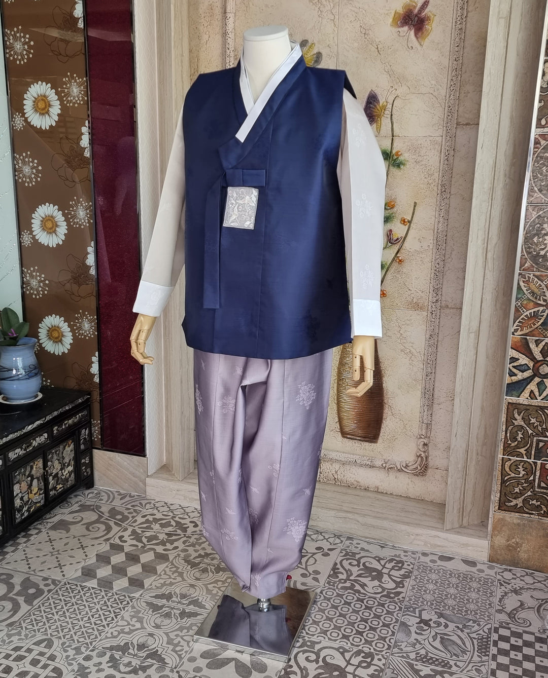 Korean Traditional Man Hanbok Wedding Party Ceremony Navy BDM101