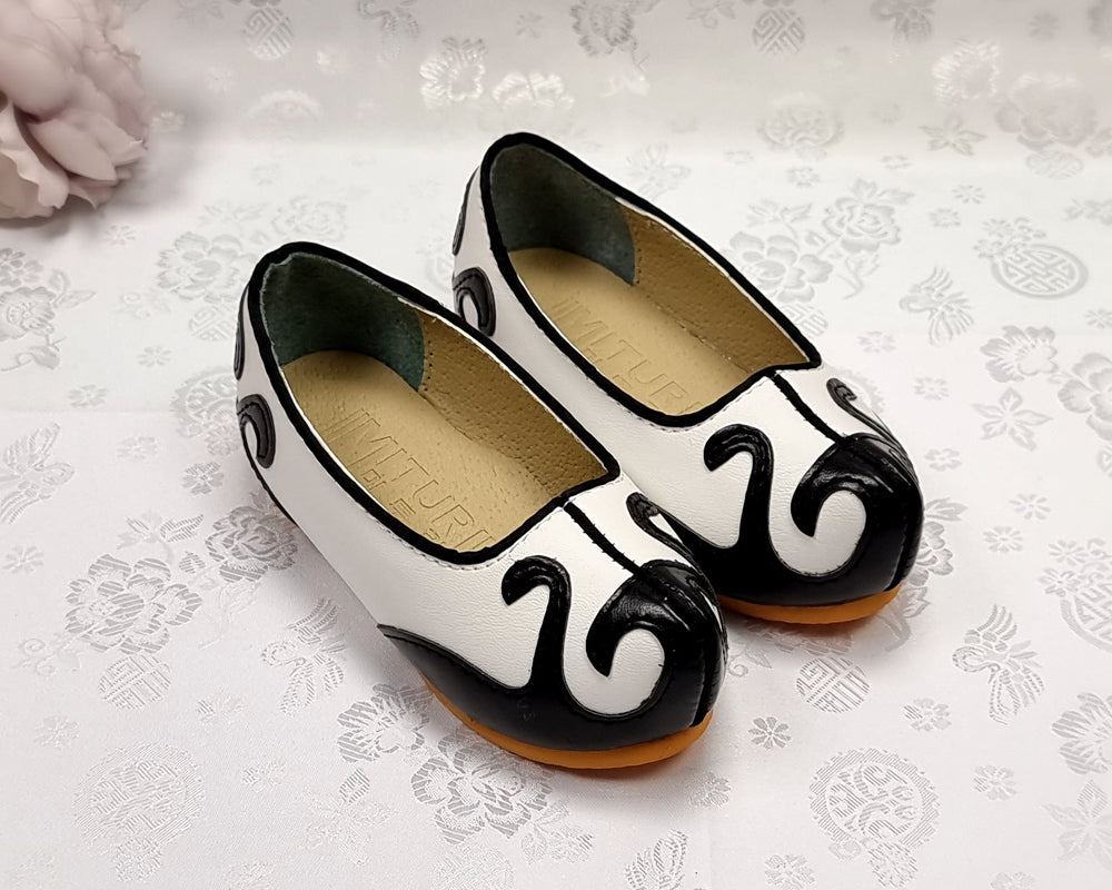 Korean Traditional Boy Baby Hanbok Shoes Ivory Red Color EJS015