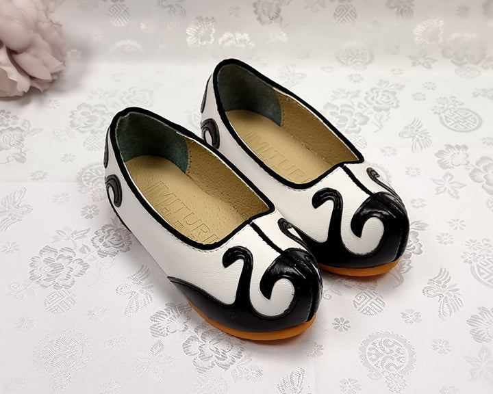 Korean Traditional Boy Baby Hanbok Shoes Ivory Red Color EJS015