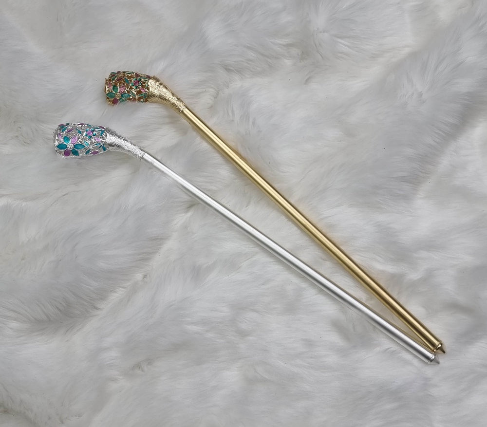 Korea Binyeo 비녀 Hair Accessory for Woman Hanbok Decoration Ornament Gold Silver Flower 36 cm 20