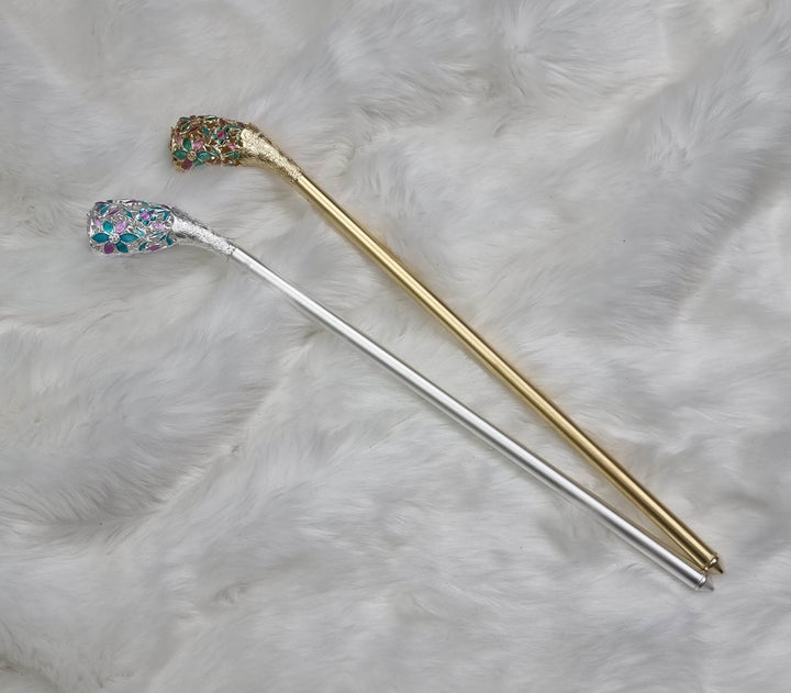 Korea Binyeo 비녀 Hair Accessory for Woman Hanbok Decoration Ornament Gold Silver Flower 36 cm 20