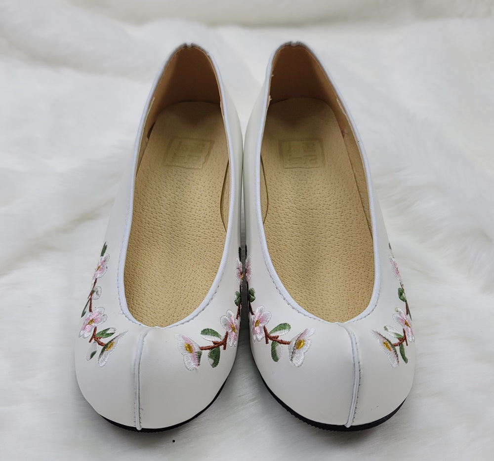 Korean Traditional Hanbok Shoes Socks for Woman Girl pastel Color White Embroidery Footwear Wedding Birthday PU WS107
