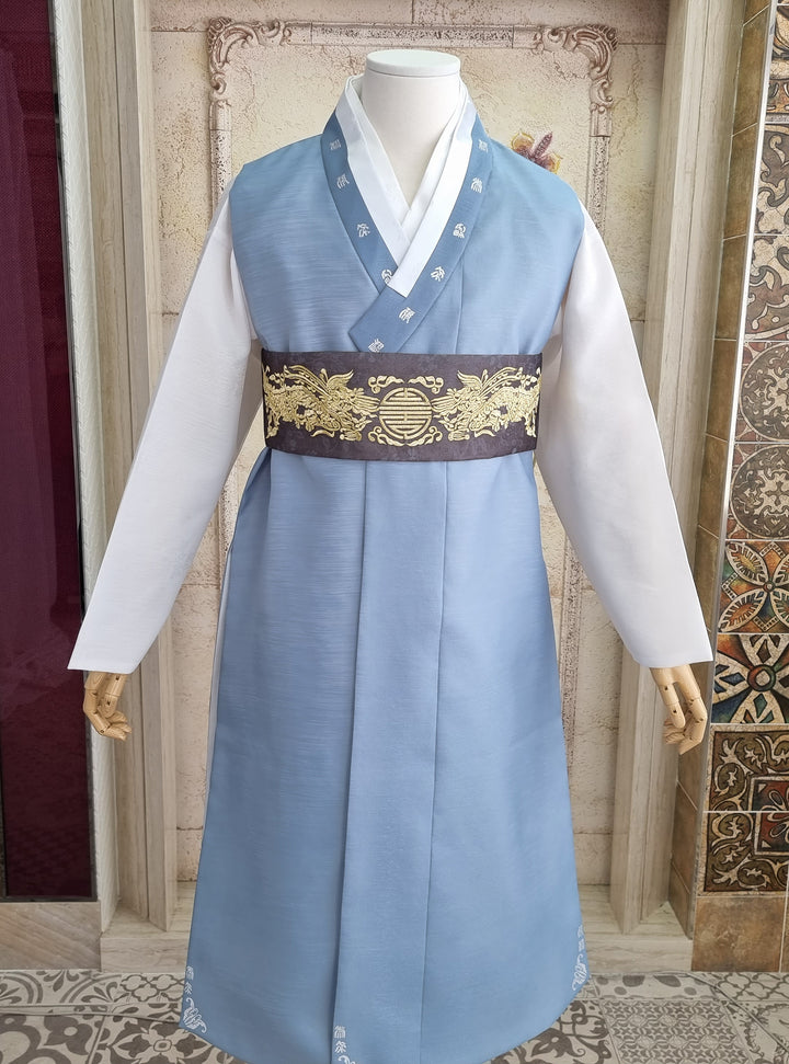Korean Traditional Woman Man Couple Personal Custom Hanbok Wedding Party Ceremony Blue Hanbok OSF131