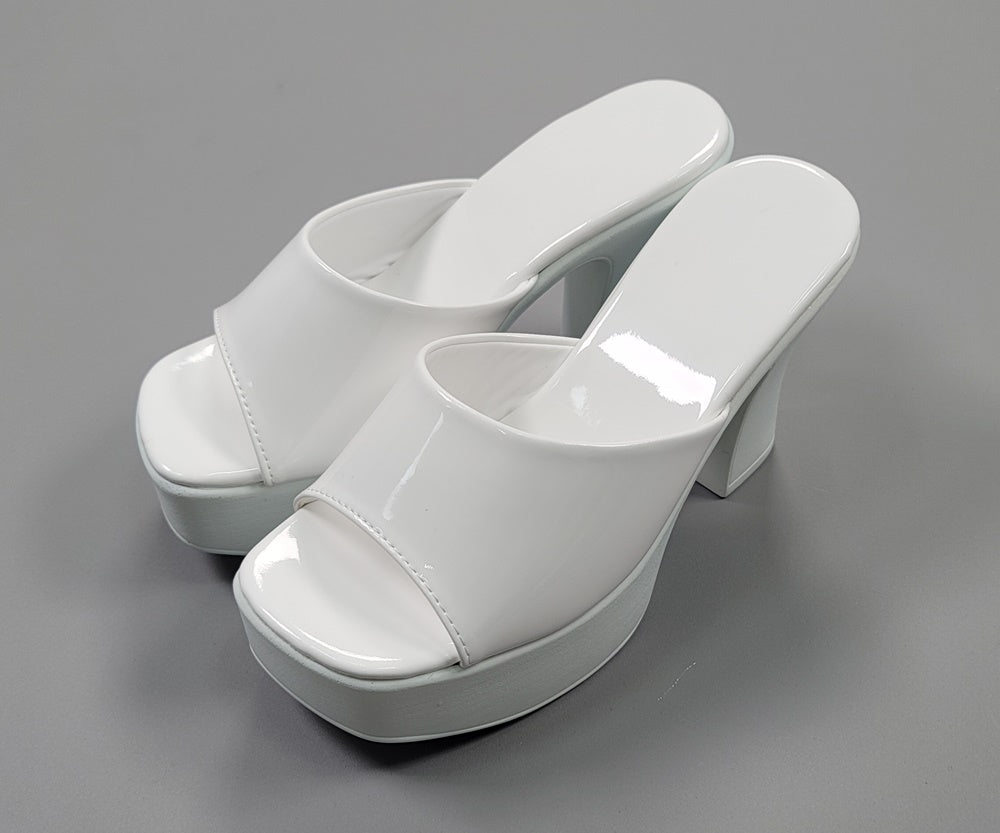 Korean Traditional Hanbok Shoes Socks for Woman Girl White Color Slipper 11 cm Heel Footwear Wedding Birthday PU WS112