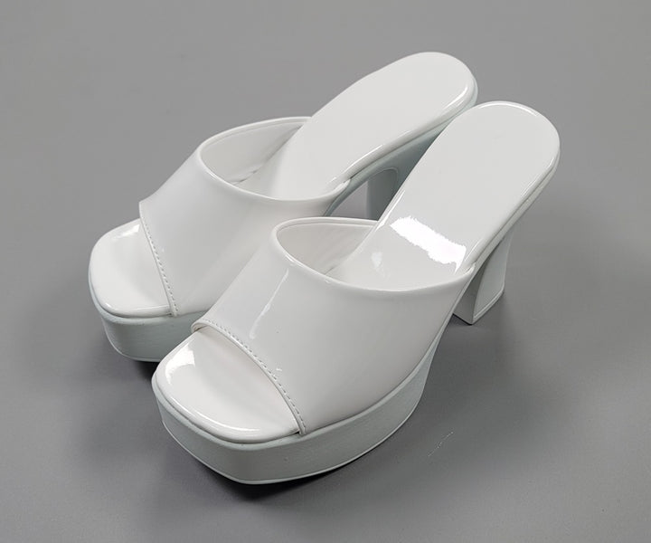 Korean Traditional Hanbok Shoes Socks for Woman Girl White Color Slipper 11 cm Heel Footwear Wedding Birthday PU WS112