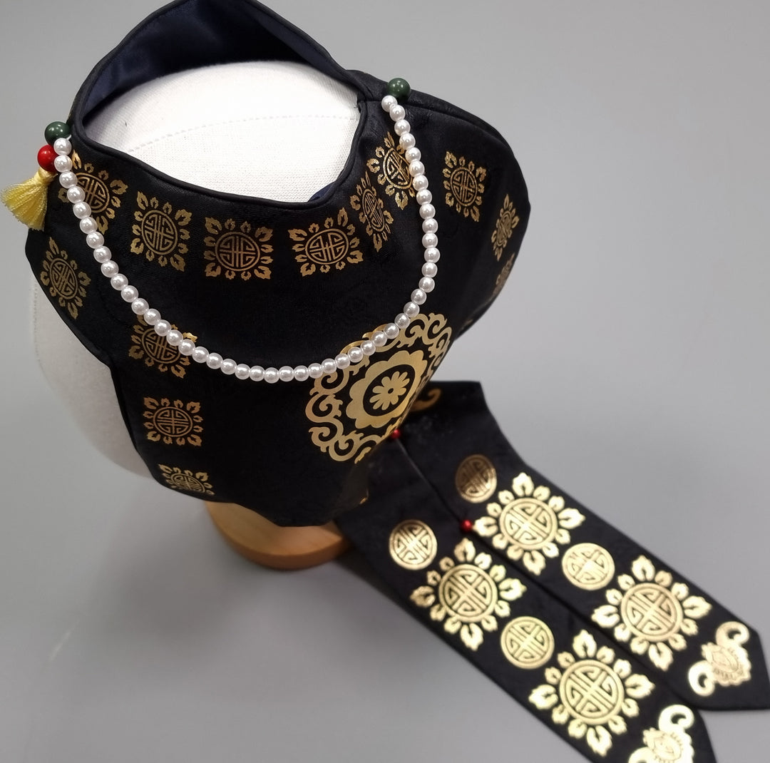 Hanbok Hat for Girl Baby Korea Traditional Hanbok Cap 조바위 도투락 Gold Silver Print 1 Age OS02