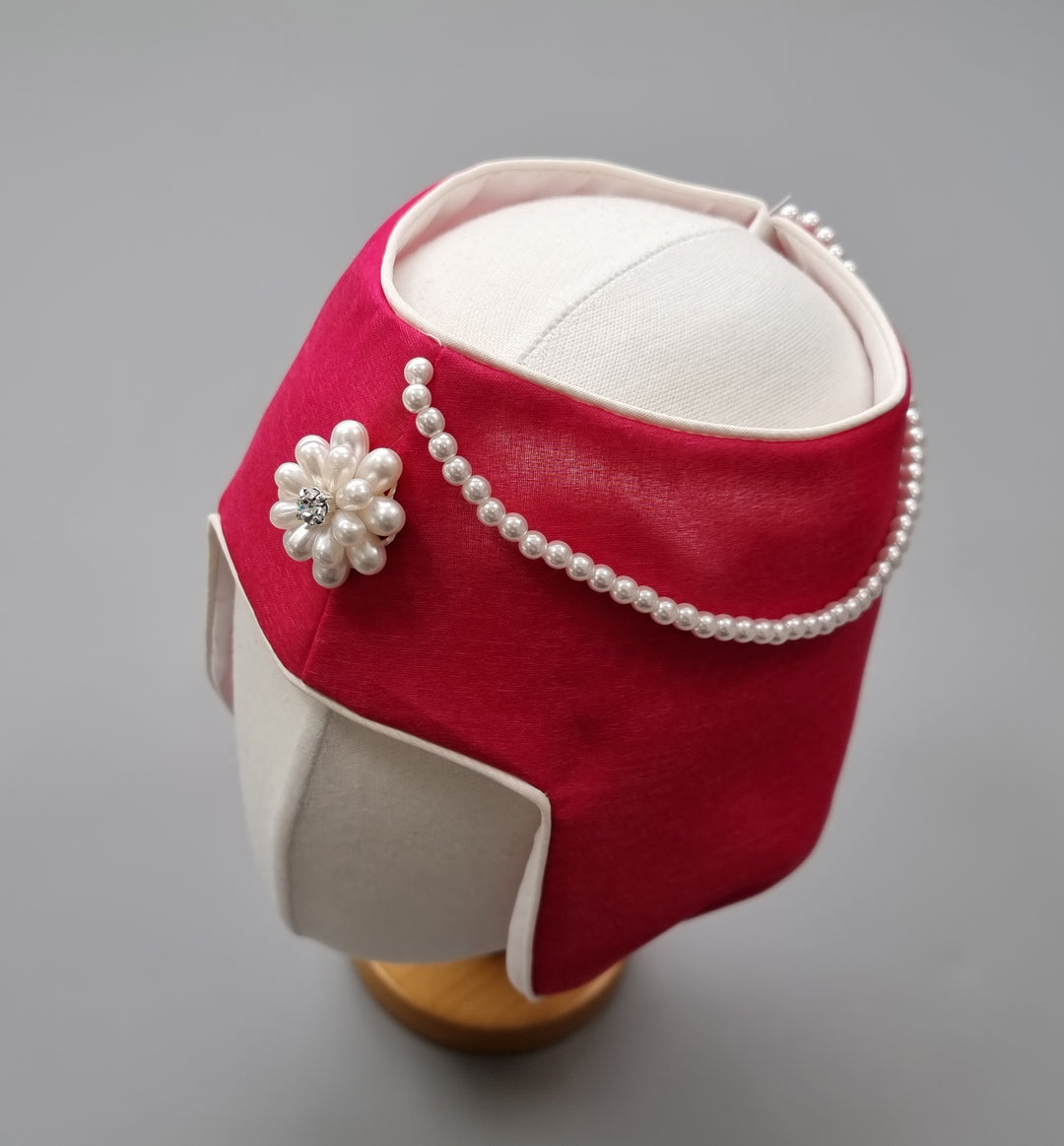 Hanbok Hat for Girl Baby Korea Traditional Hanbok Cap 조바위 Accessory 100th Days Baikil 1–2 Ages Flower HJ017