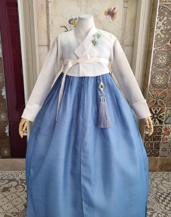 Korean Traditional Woman Man Couple Personal Custom Hanbok Wedding Party Ceremony Blue Hanbok OSF131
