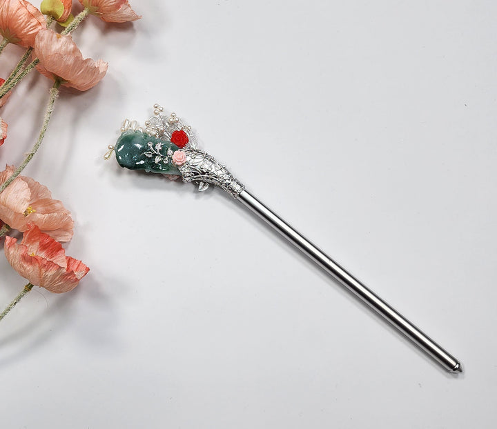 Korea Binyeo 비녀 Hair Accessory for Woman Hanbok Decoration Ornament Beads Flower 27 cm HB27