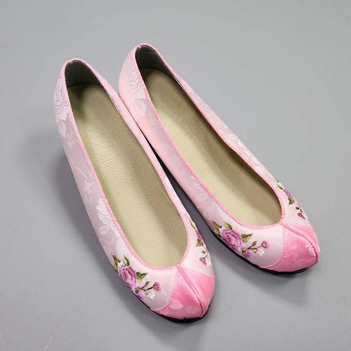 Korean Traditional Hanbok Shoes Socks for Woman Girl pastel Color Pink Embroidery Footwear Wedding Birthday PU WS106
