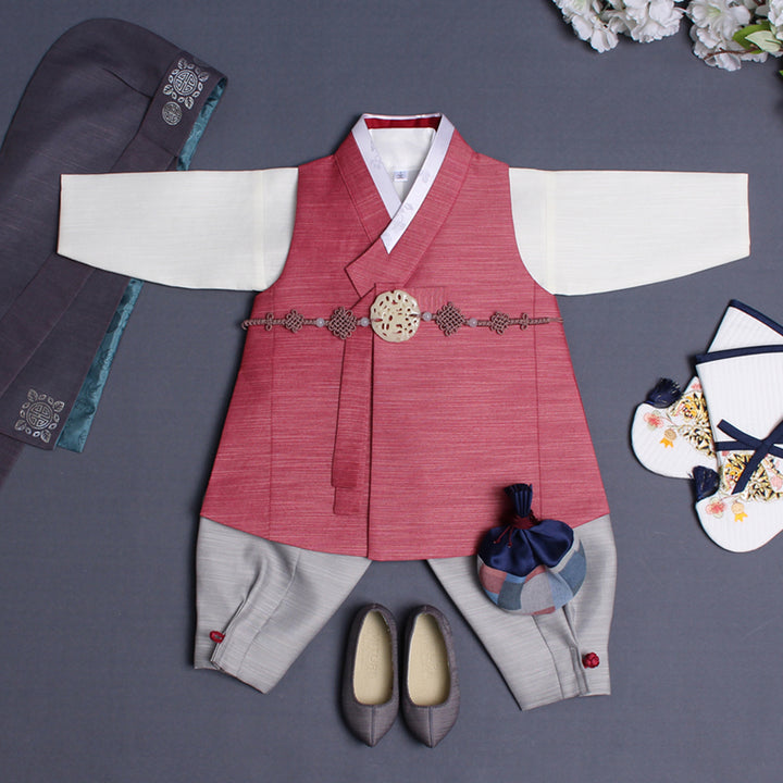 Korean Traditional Boy Baby Hanbok Dol Baikil Party Celebration 100th Days 1–10 Years Red DDB125