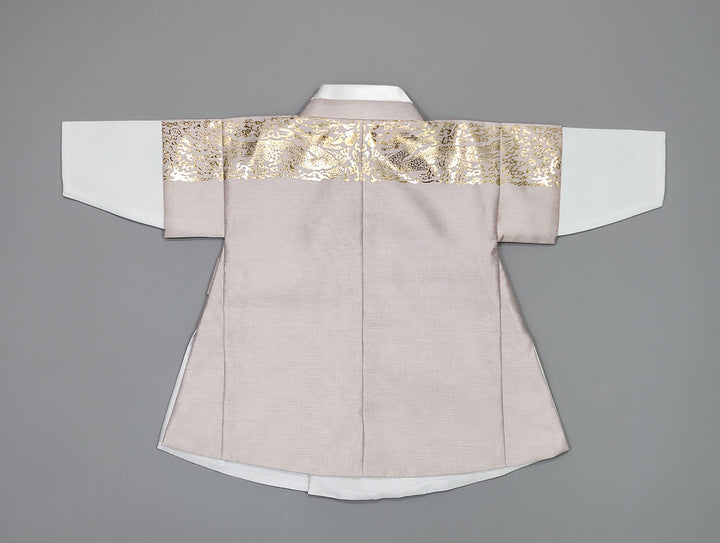 Korean Traditional Boy Baby Hanbok Dol Baikil Party Celebration 100th-10 Ages Beige Gold Print GHB304