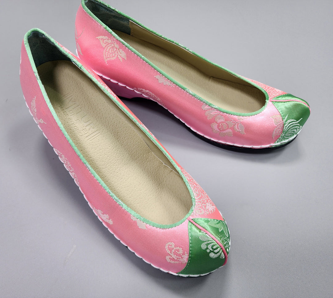 Korean Traditional Hanbok Shoes Socks for Woman Girl pastel Color Pink Jacquard Footwear Wedding Birthday PU WS109