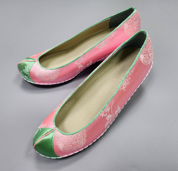 Korean Traditional Hanbok Shoes Socks for Woman Girl pastel Color Pink Jacquard Footwear Wedding Birthday PU WS109