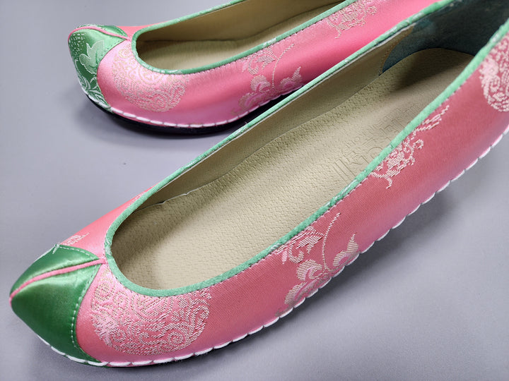 Korean Traditional Hanbok Shoes Socks for Woman Girl pastel Color Pink Jacquard Footwear Wedding Birthday PU WS109