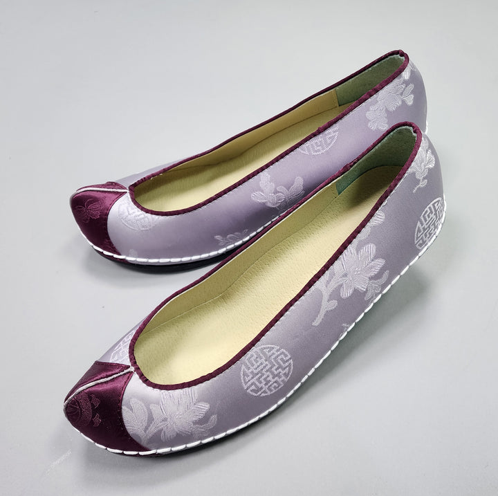 Korean Traditional Hanbok Shoes Socks for Woman Girl pastel Color Purple Jacquard Footwear Wedding Birthday PU WS110