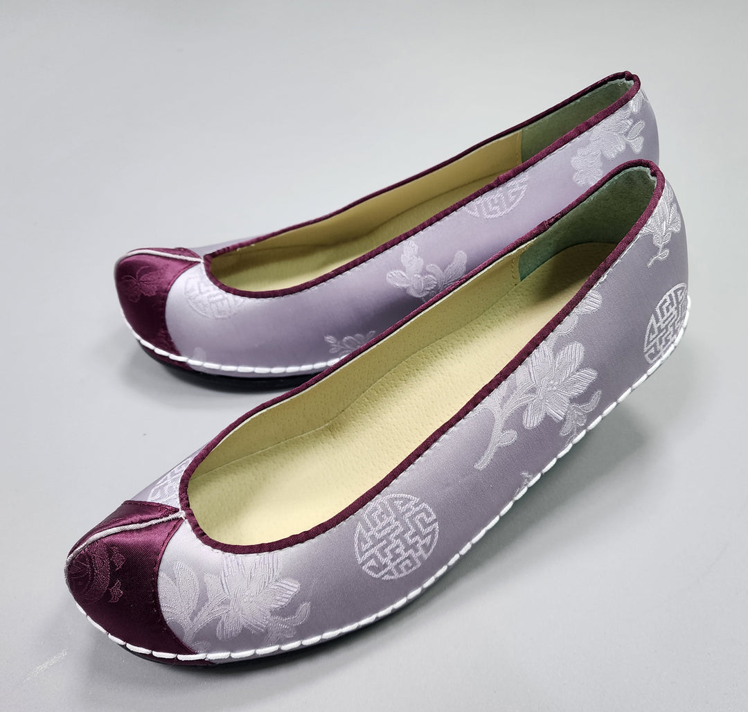 Korean Traditional Hanbok Shoes Socks for Woman Girl pastel Color Purple Jacquard Footwear Wedding Birthday PU WS110