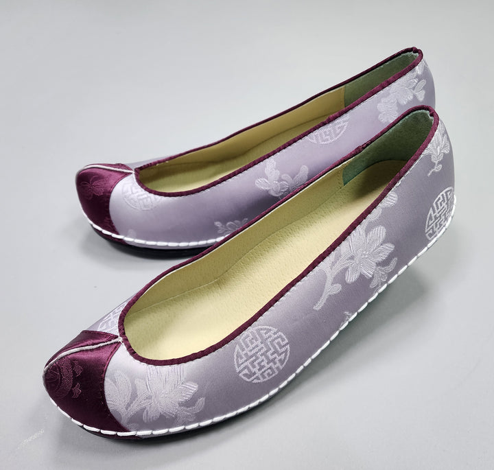 Korean Traditional Hanbok Shoes Socks for Woman Girl pastel Color Purple Jacquard Footwear Wedding Birthday PU WS110