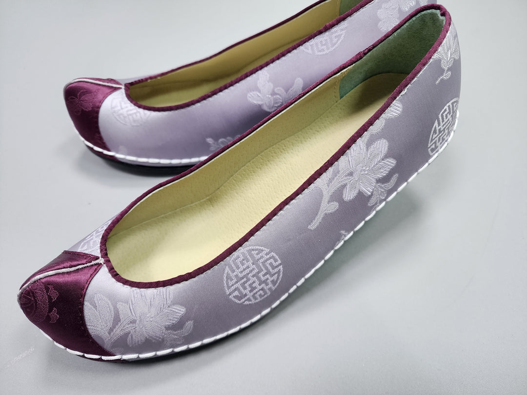 Korean Traditional Hanbok Shoes Socks for Woman Girl pastel Color Purple Jacquard Footwear Wedding Birthday PU WS110
