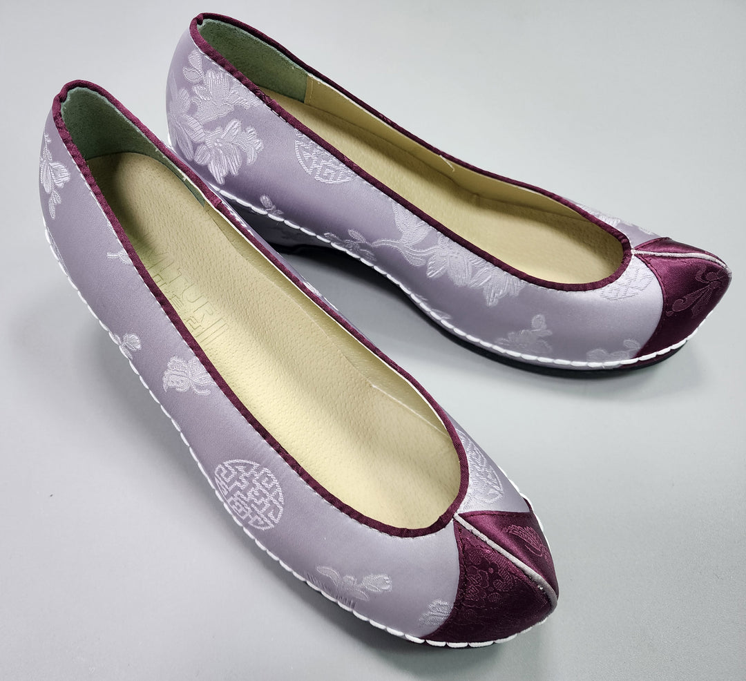 Korean Traditional Hanbok Shoes Socks for Woman Girl pastel Color Purple Jacquard Footwear Wedding Birthday PU WS110