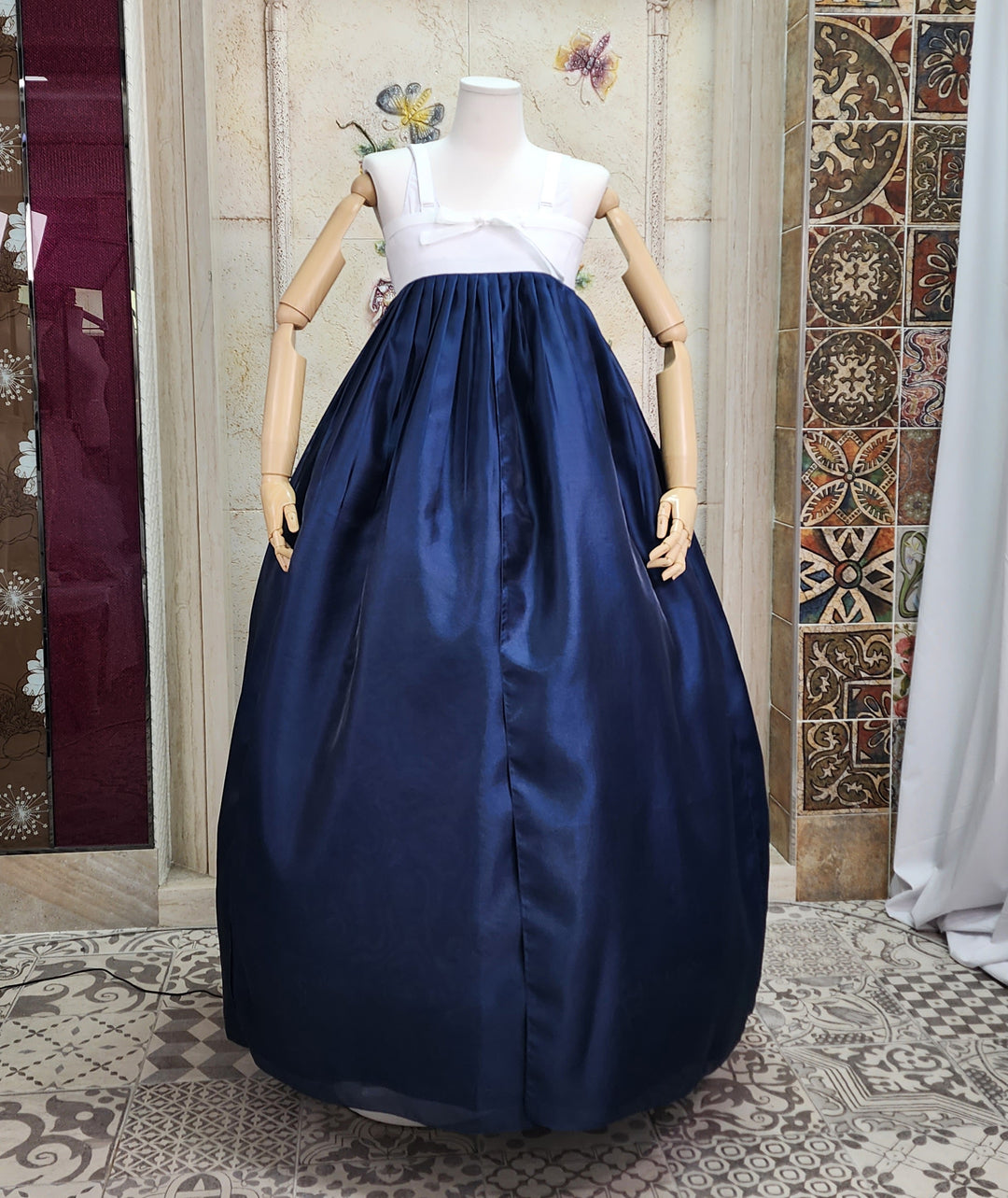 Korean Traditional Woman Personal Custom Hanbok Wedding Party Ceremony Pink Blue Navy Groom's Mom Hanbok&nbsp;OSW006