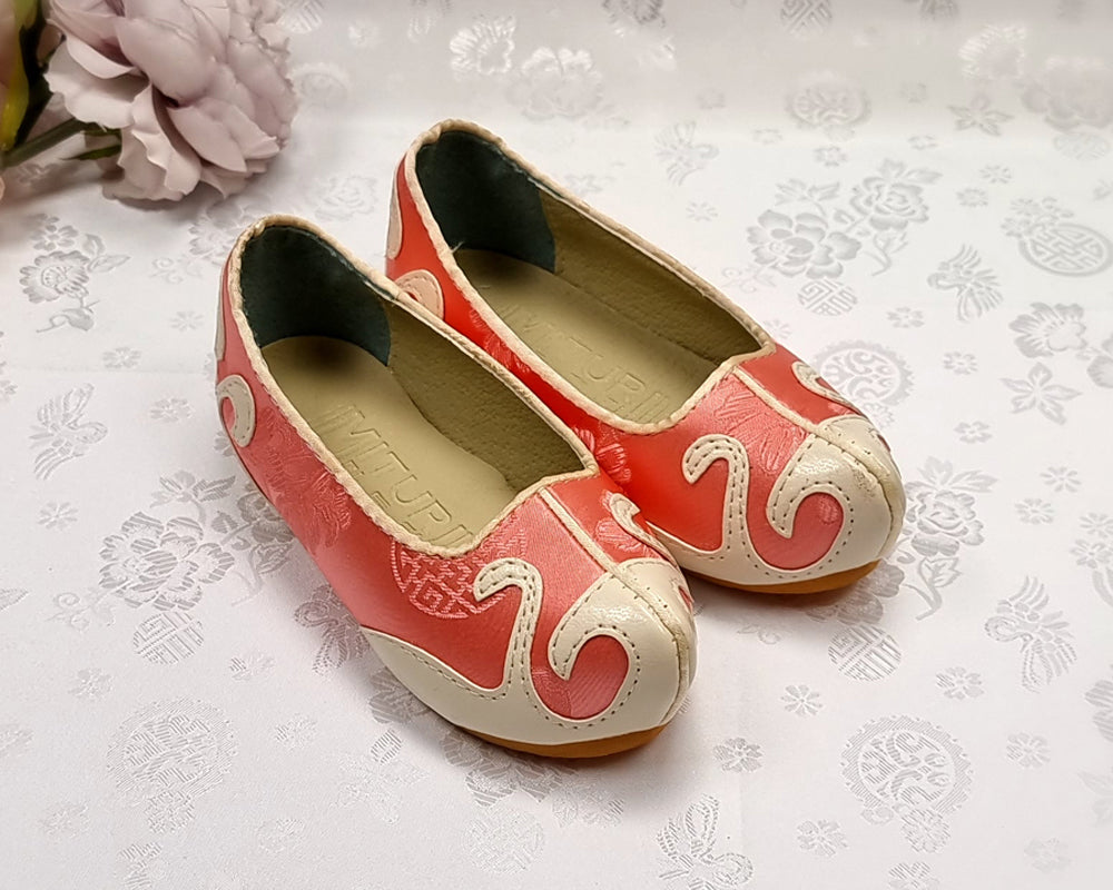 Korean Traditional Boy Baby Hanbok Shoes Ivory Red Color EJS015
