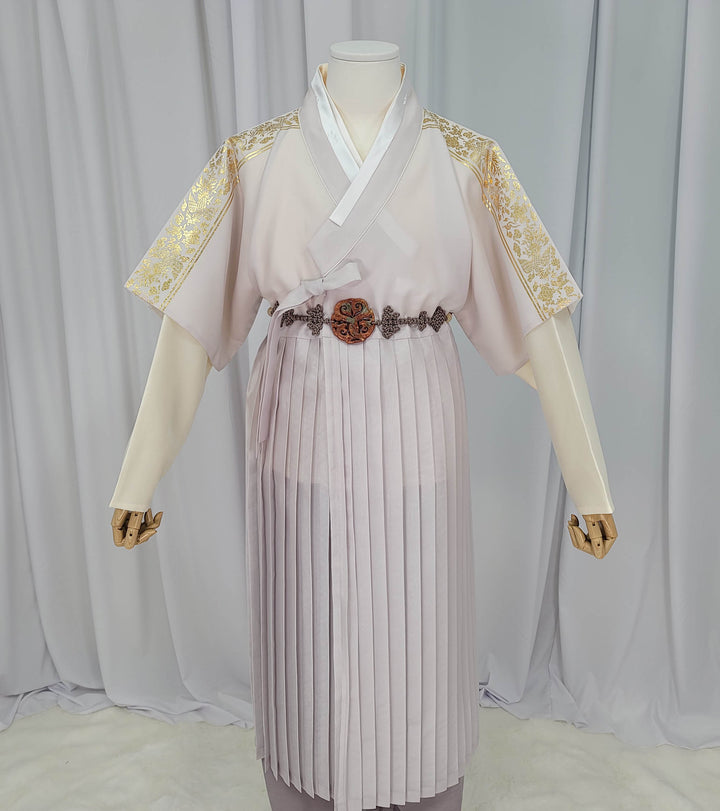 Korean Traditional Man Male Personal Custom Hanbok&nbsp; Light Gray Silver Print King's Design Wedding Party Ceremony OSM148