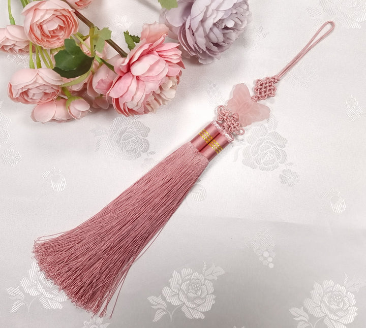 Hanbok Accessory Norigae 노리개 Baby Girl Boy Ornament Real Jade Butterfly Tassel 35 cm JTN115