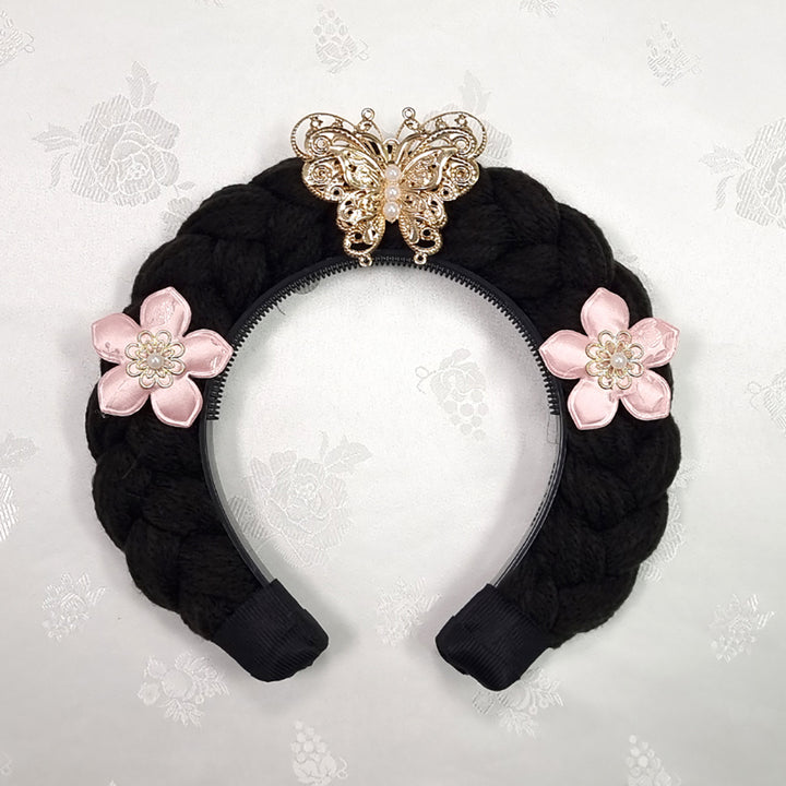 Girl's Hanbok Hair Accessory Gachae 가채 Headband&nbsp;Piece, Korea Traditional Flower J155