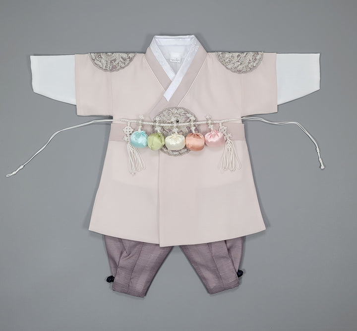 Korean Traditioanl Boy Baby Hanbok Dol Baikil Party Celebration 100th-8 Ages Beige Kings Design