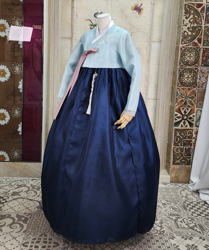 Korean Traditional Woman Personal Custom Hanbok Wedding Party Ceremony Pink Blue Navy Groom's Mom Hanbok&nbsp;OSW006