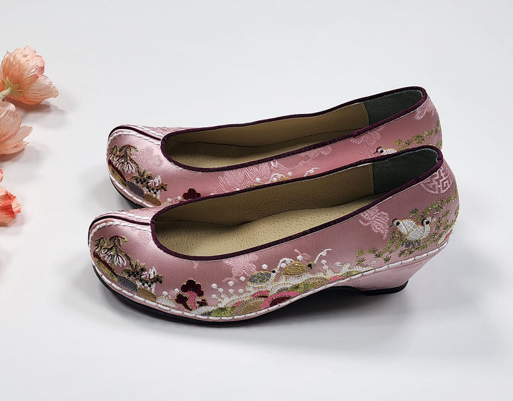 Korean Traditional Hanbok Shoes Socks for Woman Girl Purple&nbsp;Embroidery Footwear Wedding Birthday JTWS104