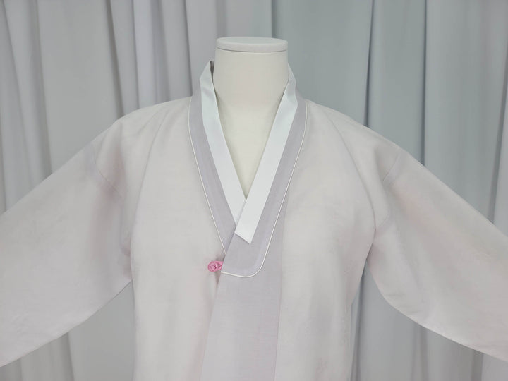 Korean Traditional Man Personal Custom Hanbok Light Gray Inner Top Jeogori Wedding Party Ceremony OSM135