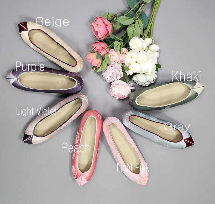 Korean Traditional Hanbok Shoes Socks for Woman Girl pastel Color Jacquard Fabric Footwear Wedding Birthday PU WS111