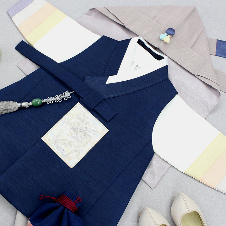 Korean Traditional Boy Baby Hanbok Dol Baikil Party Celebration 100th Days 1st Birthday 1–10 Years Navy DDB126