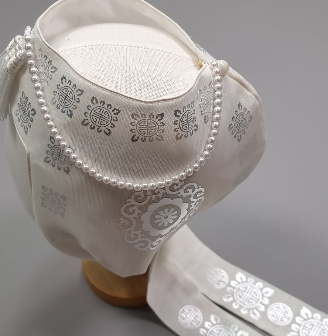 Hanbok Hat for Girl Baby Korea Traditional Hanbok Cap 조바위 도투락 Gold Silver Print 1 Age OS02