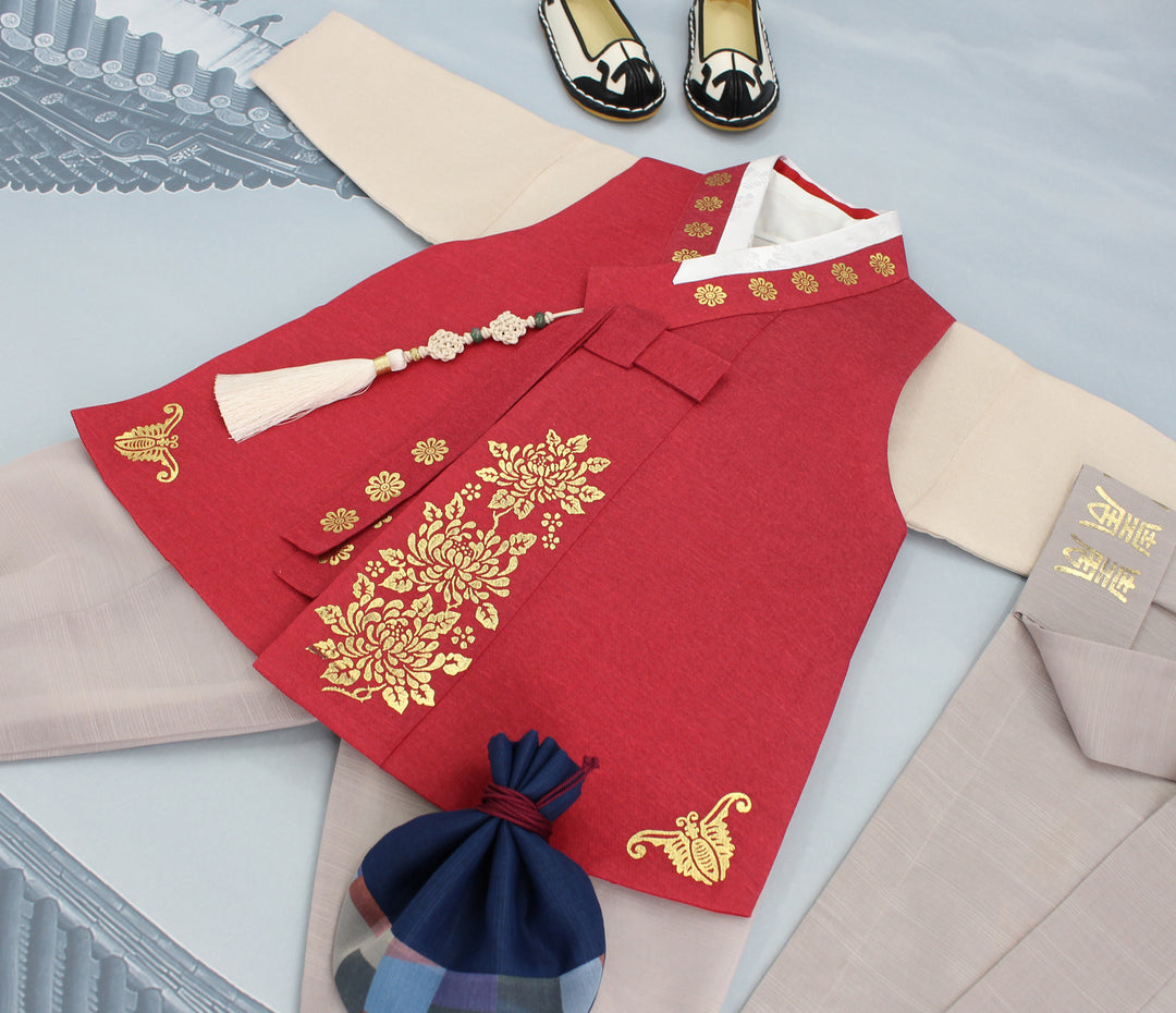 Korean Traditional Boy Baby Hanbok Dol Baikil Party Celebration 100th Days 1st Birthday 1–10 Years Vivid Red DDB113