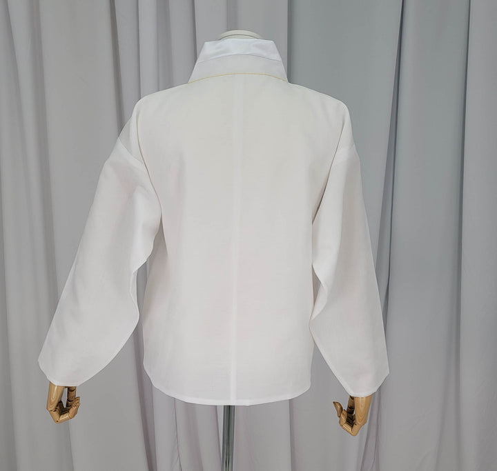Korean Traditional Man Personal Custom Hanbok White Inner Top Jeogori Wedding Party Ceremony OSM133
