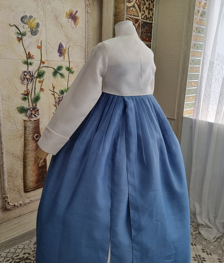 Korean Traditional Woman Man Couple Personal Custom Hanbok Wedding Party Ceremony Blue Hanbok OSF131