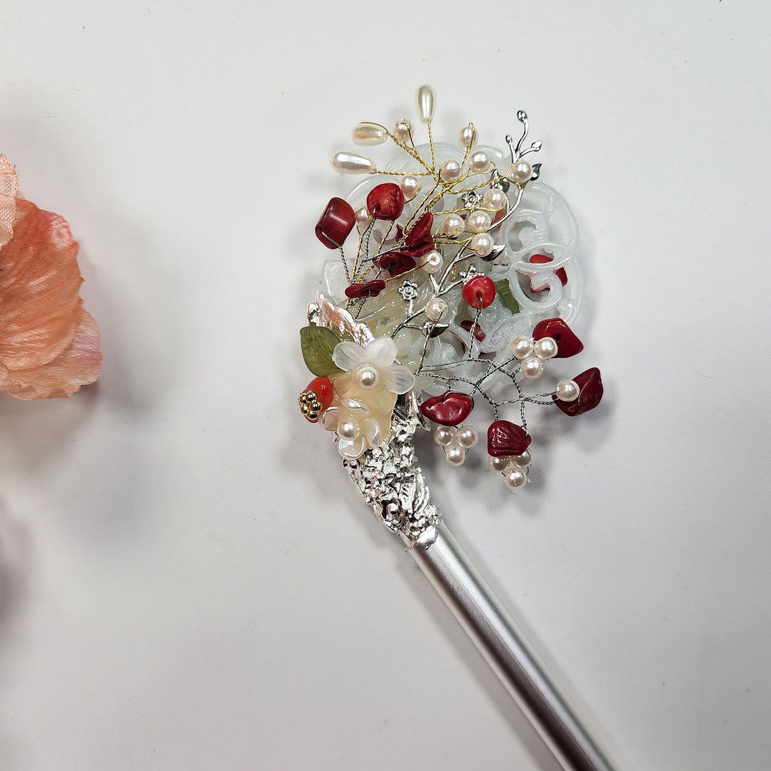 Korea Binyeo 비녀 Hair Accessory for Woman Hanbok Decoration Ornament Beads Flower 25 cm HB26
