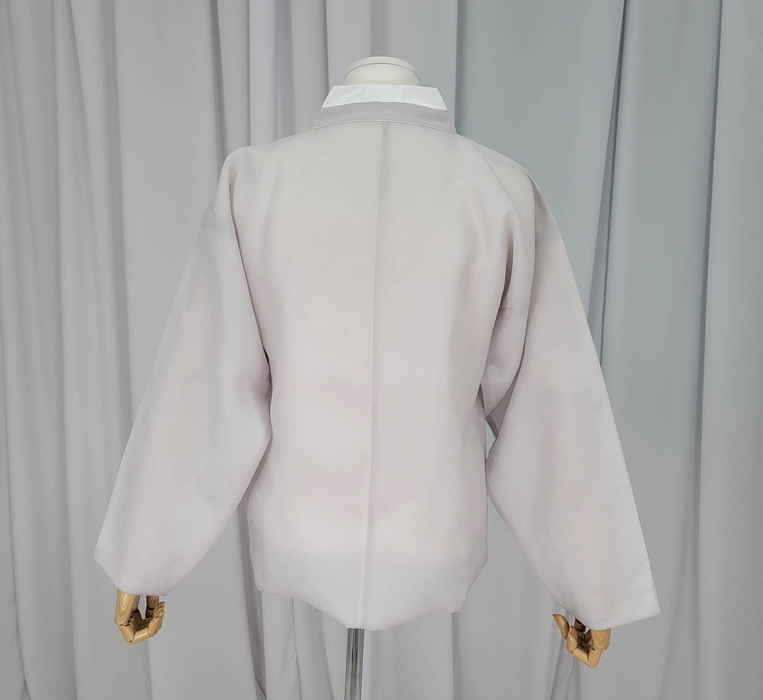 Korean Traditional Man Personal Custom Hanbok Light Gray Inner Top Jeogori Wedding Party Ceremony OSM135