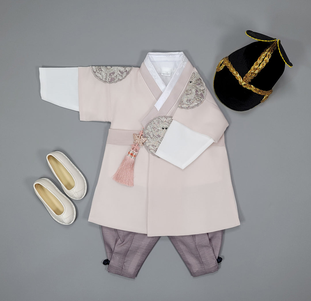 Korean Traditioanl Boy Baby Hanbok Dol Baikil Party Celebration 100th-8 Ages Beige Kings Design