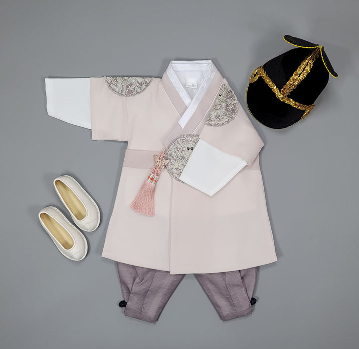 Korean Traditioanl Boy Baby Hanbok Dol Baikil Party Celebration 100th-8 Ages Beige Kings Design
